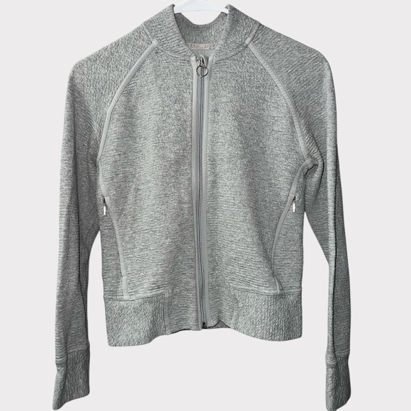 Lululemon Jacket Women's Size Small Textured Gray Full Zip Wool Blend Activewear - Picture 2 of 12